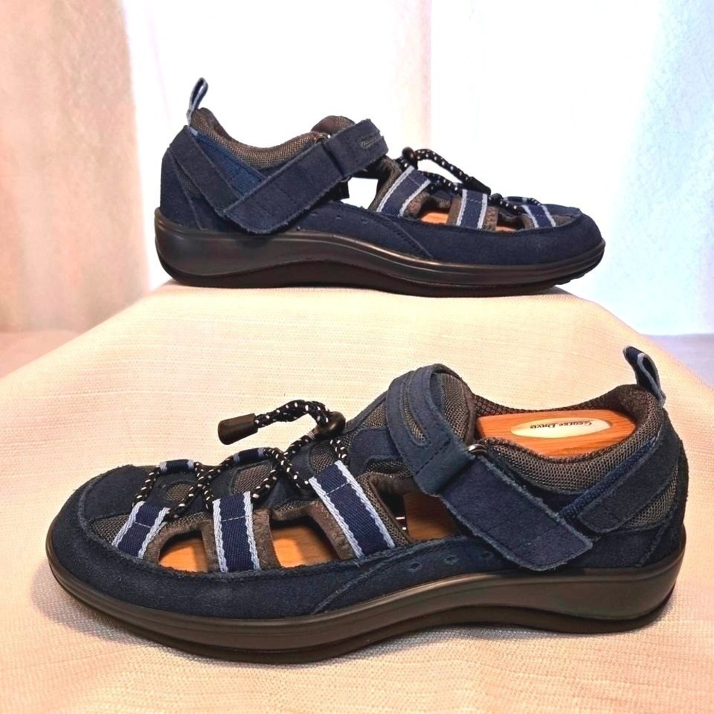 Orthofeet Sandal Womens 9 Naples Heel Strap 875 Blue Suede Comfort Adjustable